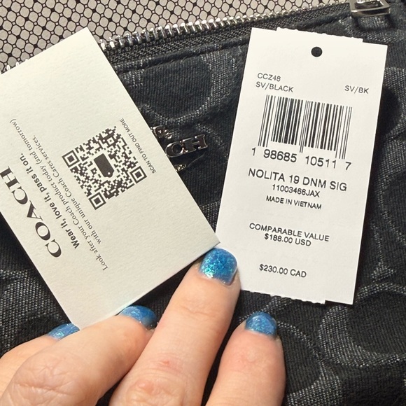 Coach Black Signature Jacquard Mini Shoulder Bag with Tan Hangtag NWT - Picture 12 of 15